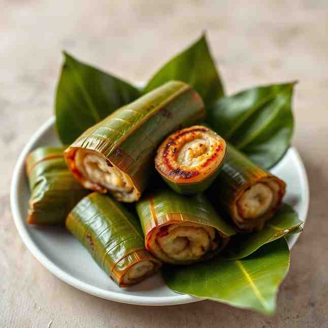 Pulut Panggang - Grilled Rice Cakes Rolls